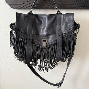 Proenza Schouler PS1 Black Medium Fringe Bag